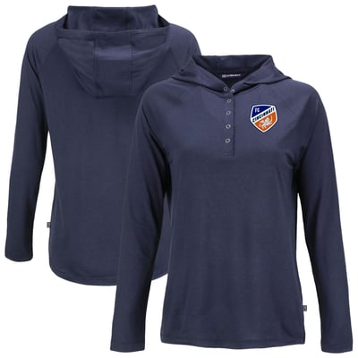  FC Cincinnati Cutter & Buck Women's Coastline Epic Comfort Eco Recycled Quarter-Snap Raglan Hoodie Top - Navy